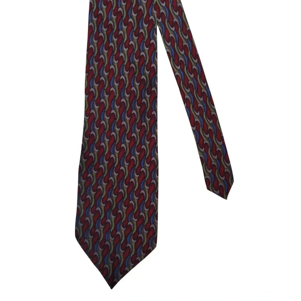 J. Garcia Necktie Mens OS Red Blue Abstract Psychedelic Silk Hand Made Tie